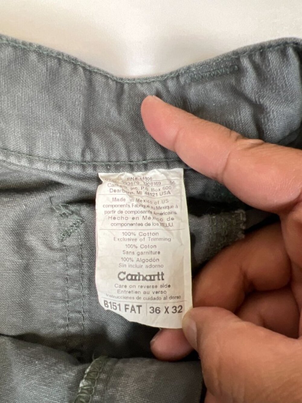 Carhartt B151 FAT Pants Mens 36x32 Gray Dungaree Fit Cotton Canvas - Picture 3 of 10